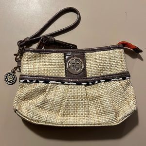 Spartina 449 Retired Daufuskie Island Linen and Leather Wristlet.